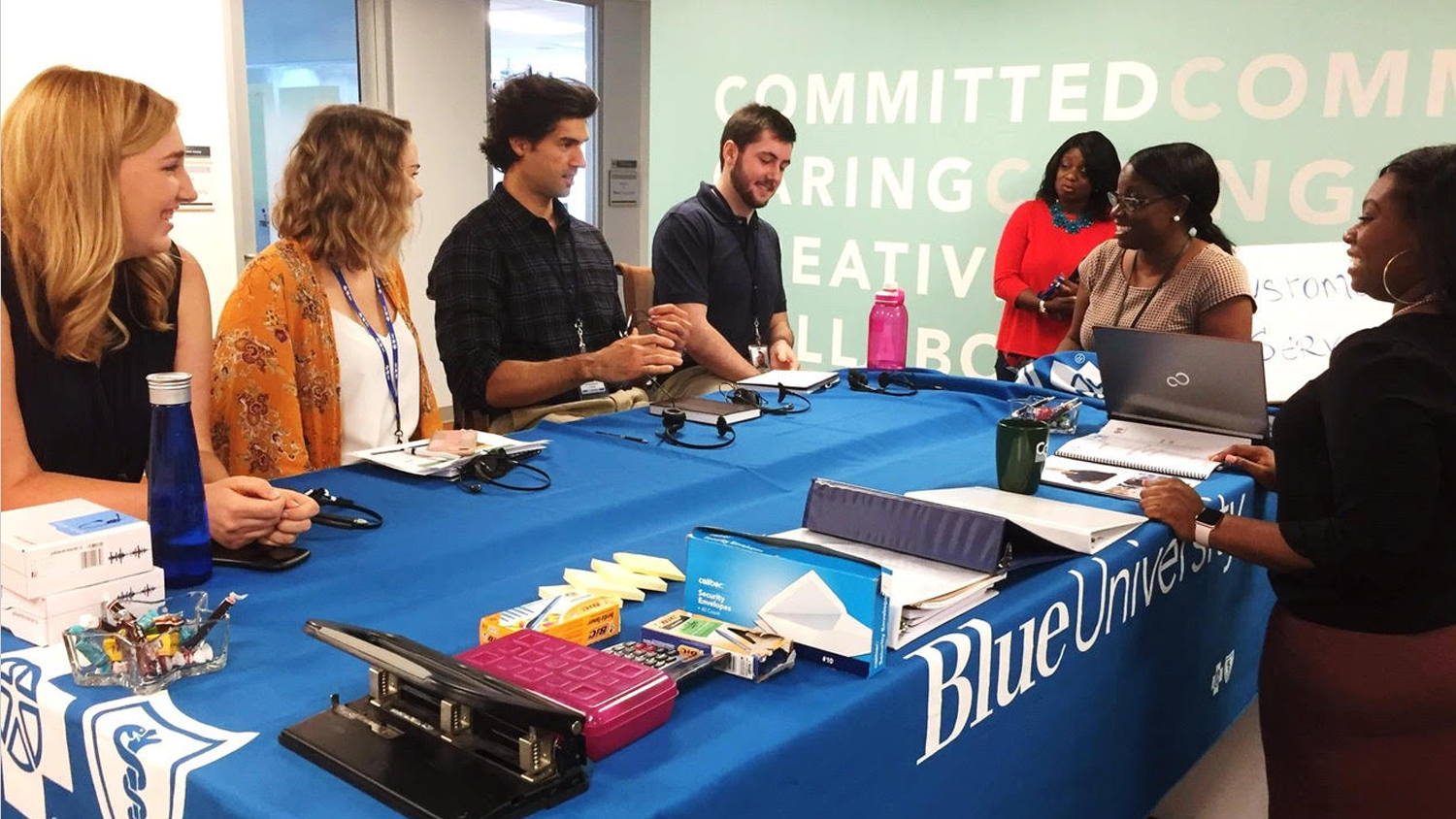 Blue Cross Blue Shield NC interns around a table