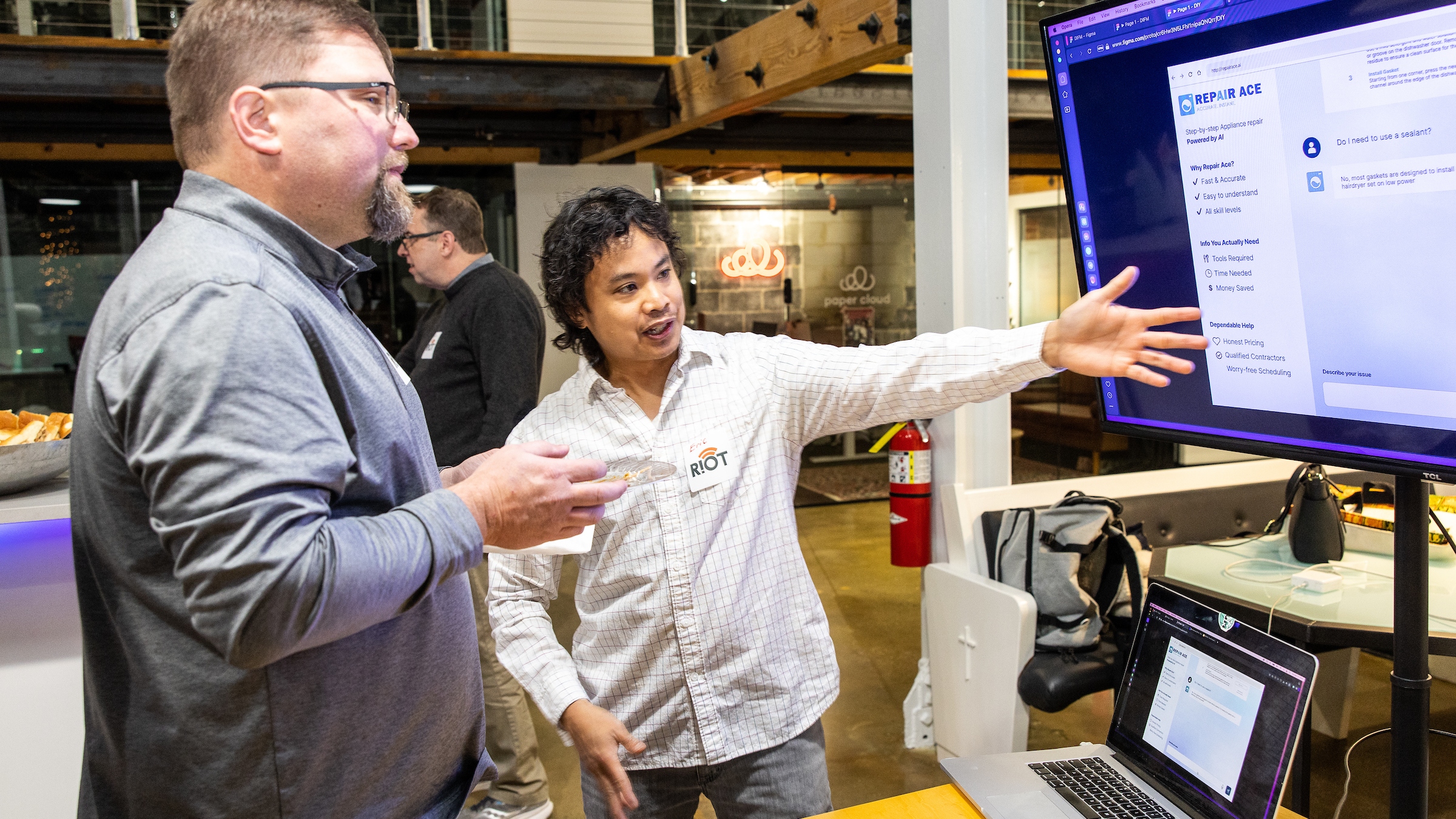 A student demonstrating a project