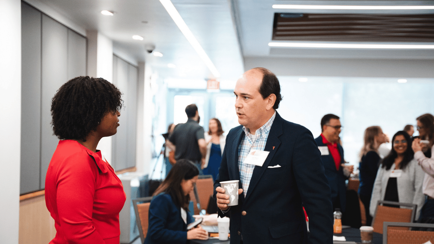 MBA Alum talks with an event speaker